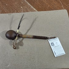 Authentic Navajo Handcrafted Traditional Rattle Rawhide leather Feathers COA picture