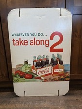 Vintage 1960s Coca Cola Double Sided Cardboard Sign Grocery Cart Hanger Coke NOS picture