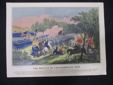 1960 Currier & Ives Civil War Print - Battle of Chickamauga, Georgia - FRAME IT picture