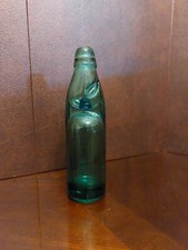 Antique 1890-1930 Victory Codd Neck Marble Codswallop Green Glass Soda bottle picture