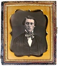 1850s FOPPISH YOUNG MAN w/ Fancy Bowtie 1/6 Plate Daguerreotype picture