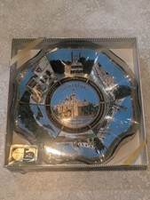 Vintage 1968 Disneyland Lands Scalloped Glass Tray Houze Art Sealed Original... picture