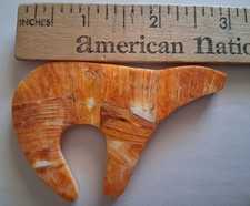 Orange Spiny Oyster Overlay Left Facing Bear Pendant 3