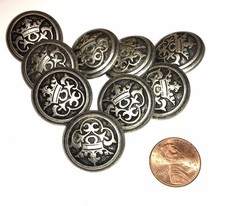 8 Vintage Pewter Coat Buttons Never Used Renaissance Faire Fabulous picture