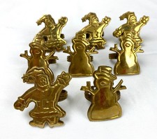 Vintage 1994 DII Brass Santa Snowman Napkin Rings Christmas Table Decor Set of 8 picture