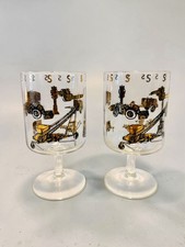 Vintage Harvester Construction Farming Equipment Wine Water Glasses Set Of 2 picture
