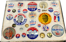 1964 LBJ Large Goldwater Button Lot - Green Duck & Union Bugs picture