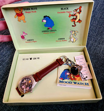 NOS Disney Winnie the Pooh & Friends Mood Watch Leather Brown Strap w/ Box Tag picture