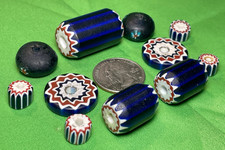Lot of 11 Antique Venetian Beads Seven Layer Rosetta Chevron African Trade picture