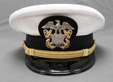 US Navy WO/LCDR Hat 7 1/8 Men's Dress Uniform Complete Officer White USN Cap picture