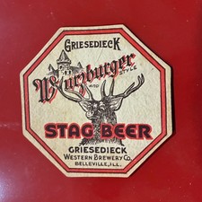 Extremely rare mid 1930's Octagonal beer coaster;  Griesidieck Western Brew Co picture