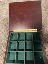 Vintage 1993 Bombay Company Wooden Tea Chest 12 Compartments Green Velvet picture
