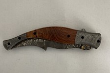 HTK-207 Damascus Steel Custom Handmade Fold Knife/Olive Wood Handle, With Sheath picture