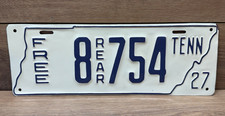 Vintage 1927 Tennessee Tax Exempt Municipal Rear License Plate Restored - Rare picture