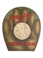 Vintage c. 1910's Home in Needle Book Baseball Themed w Catcher Runner Graphic picture