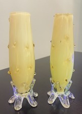 Rare Victorian Vaseline Thorny Glass Vases John Walsh Walsh English picture