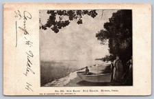K67/ Rye Beach Huron Ohio Postcard c19Sun Bath Boat Beach Child  110 picture