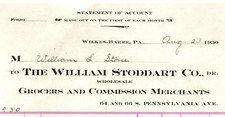 1930 WILKES-BARRE PA THE WILLIAM STODDART CO GROCERS BILLHEAD INVOICE Z7715 picture
