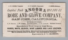 Antique 1870s San Jose California Trade Card Angora Robe and Glove Company Goat picture
