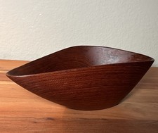 MCM Digsmed Denmark Teak Wood Leaf Serving Bowl Vintage Signed Danish Modern 60s picture