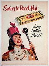 Vintage Beech-Nut Peppermint Gum Magazine Ad 1940s 1950s Marching Band Woman picture