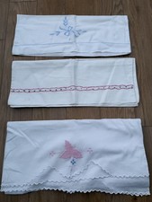  Vintage Pillowcases All cotton, embroidered 2 single, 1 bolster cover picture
