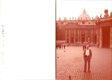 Man outside St. Peter's Rome, Italy Vtg Found Photo V4698 picture