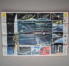 VINTAGE 1958 HAMMOND GUIDE TO EXPLORATION OF SPACE Poster NASA Space Race picture