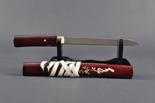 Red Tanto - 1095 High Carbon Steel Hand Forged Clay Tempered Full Tang picture