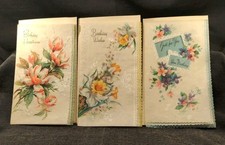 Vtg Birthday Cheer Parchment Flowers Floral Glitter Coronation Collection picture