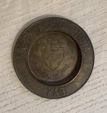 Vintage KAPPA ALPHA THETA Solid Cast Brass 6” Change Tip Tray Ashtray picture