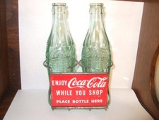 VINTAGE COCA COLA SHOPPING CART BOTTLE CARRIER /WITH IOWA BOTTLES 1949 / 1948 picture