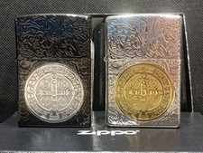 LOT 2-set Zippo Lighter 5-side Black and silver Constantine NEW IN DOUBLE BOX picture