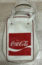 Vtg Enjoy Coca Cola Bag In Red & White Classic Vinyl Travel Bag picture