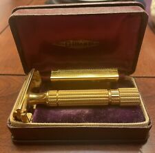 Vintage 1940s Gillette Aristocrats Safety Razor Gold Plated Wonderful Condition picture