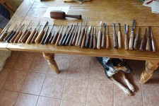 Large Lot of vintage Wood Carving Tools, many brands, all old. picture