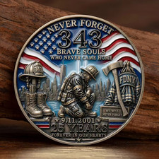 9/11 Never Forget 343 FDNY Firefighter Memorial Challenge Coin 25 Years Tribute picture