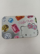Vintage 2005 Sanrio Hello Kitty Jewel Pattern Slide Open Tin Container Case READ picture