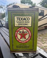 Texaco Vintage Liquid Wax Dressing 1 Gallon Metal Advertising Can Gas & Oil picture