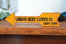 Vintage Gordon Reiff Lumber Weathervane Directional Arrow Metal Sign Antique NOS picture