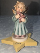 Vtg 2001 Goebel M.J.Hummel Annual Angel Joyful Recital Figure &Star Base 2096/K picture