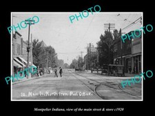 OLD LARGE HISTORIC PHOTO OF MONTPELIER INDIANA THE MAIN STREET & STORES c1920 picture