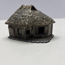 VTG Japanese Metal Incense Container Thatched Roof House Peasant Cottage. #137 picture