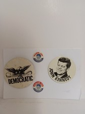 Vintage 1960 John F Kennedy JFK Campaign Button Lot (4) Democratic Litho Pins picture