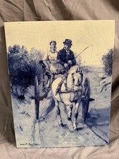 Royal Delft De Porceleyne Fles Eerelman Horse Carriage Wall Plaque 13.5” picture