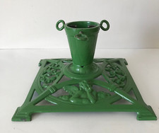Vtg Antique Cast Iron Christmas Feather Tree Stand Angels Cherubs #907 Germany picture