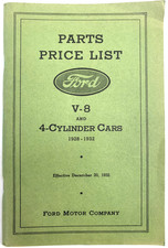 1928-1932 FORD MOTOR COMPANY V-8 and 4-Cylinder Cars AUTOMOBILE PARTS PRICE LIST picture