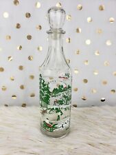 Vintage 1950s Owens Illinois Green Red Holiday Winter Decanter Liquor Bottle picture
