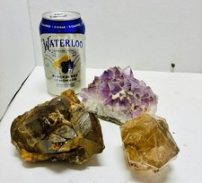 3pc Lot 3+lbs Natural Amethyst Geode Quartz Cluster Crystal Specimens picture