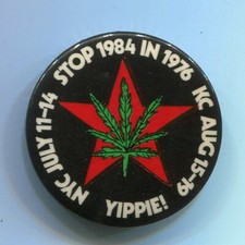 1976 Yippie Flag YIP  Protest Democratic & Republican Conventions  Stop 1984 Pin picture